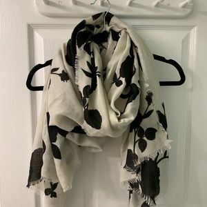 Off white with black floral pattern scarf